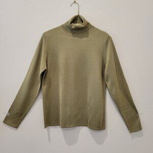 August Silk Olive Green Silk Turtleneck Top, size M